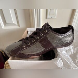 Women's Coach Leather Janae Sneakers Shoes Size 8.5M Metallic Gold